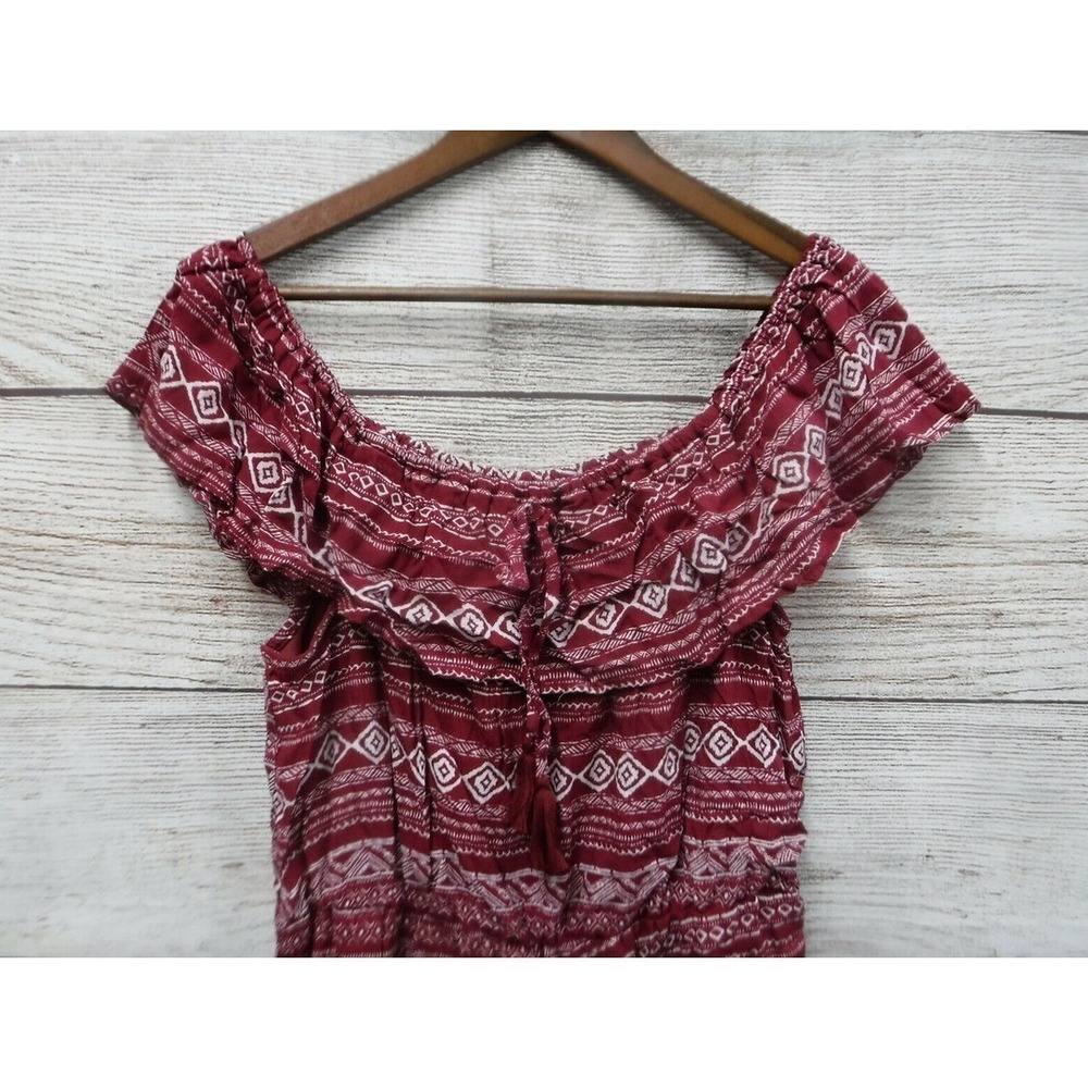 Bailey Blue Romper Womens Size Large Burgundy & White Rayon Shorts Romper New